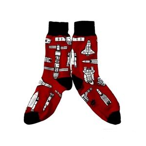Men’s Space themed red socks, excellent condition